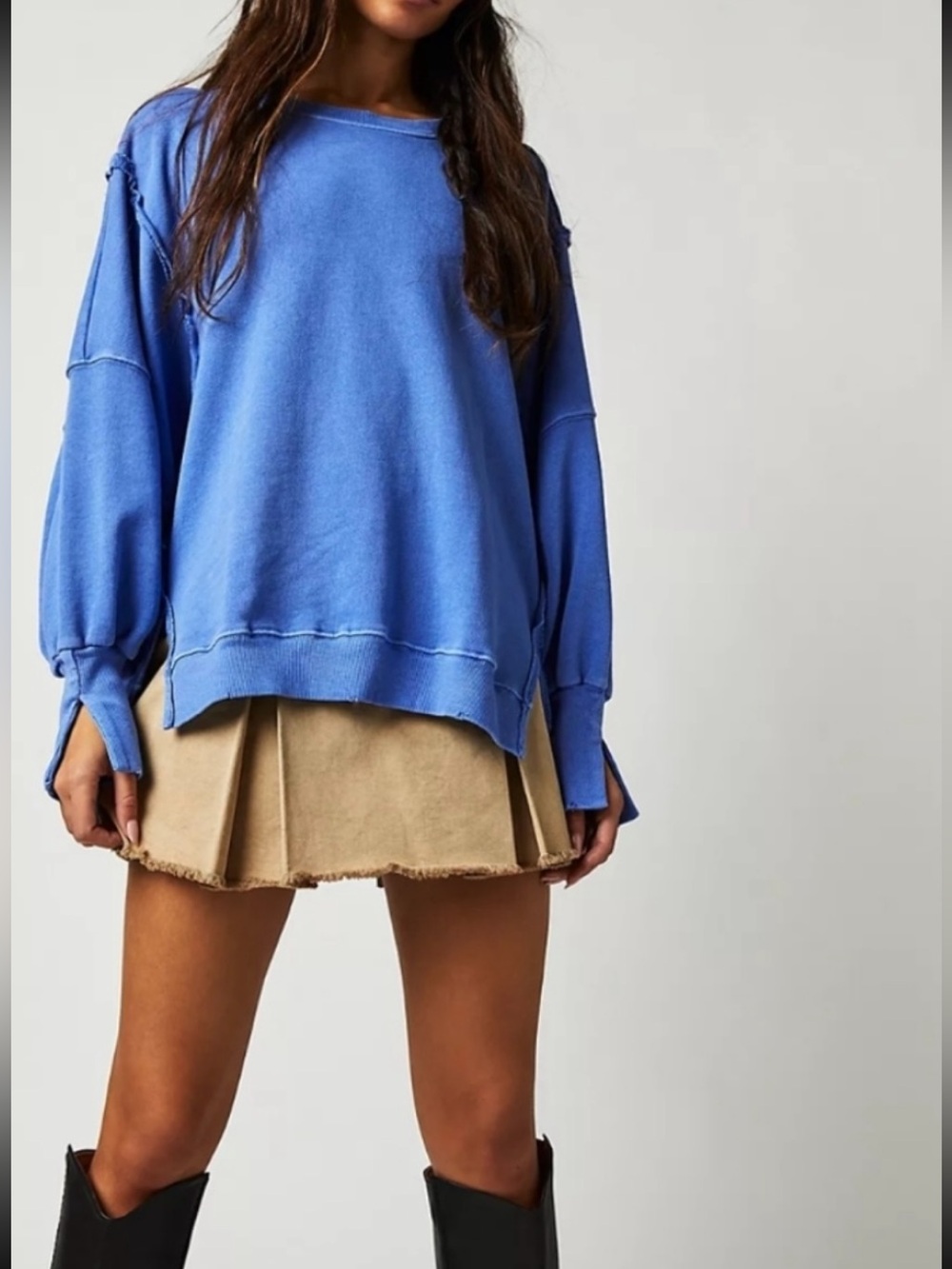 Free People We The Free Camden Sweatshirt Style 62250774 Blue Irise XS